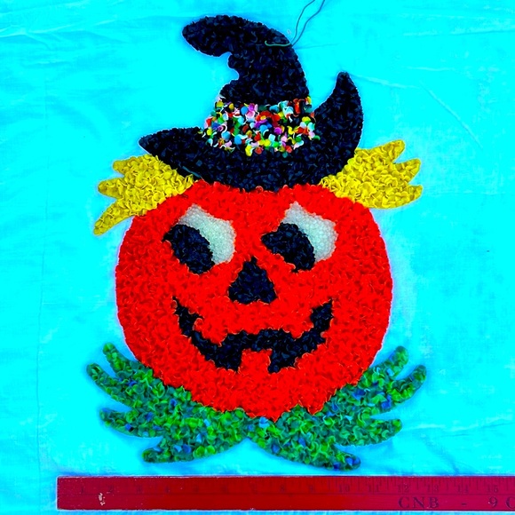 MCM Vintage 50-60s melted molded popcorn plastic Halloween Pumpkin decor - Picture 2 of 3